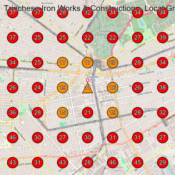 Trinchese Iron Works & Construction GeoGrid visibility map for Iron Works in Brooklyn